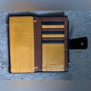 Wallet (11) - Genuine leather, yellow, brown and black colouring